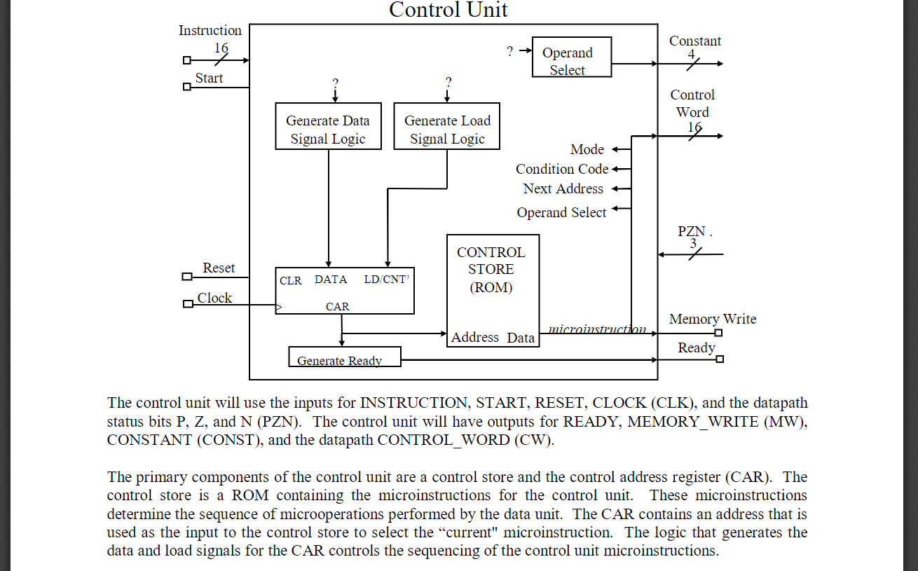 LAB 12 – CONTROL UNIT CONSTRUCTION This week's goal | Chegg.com