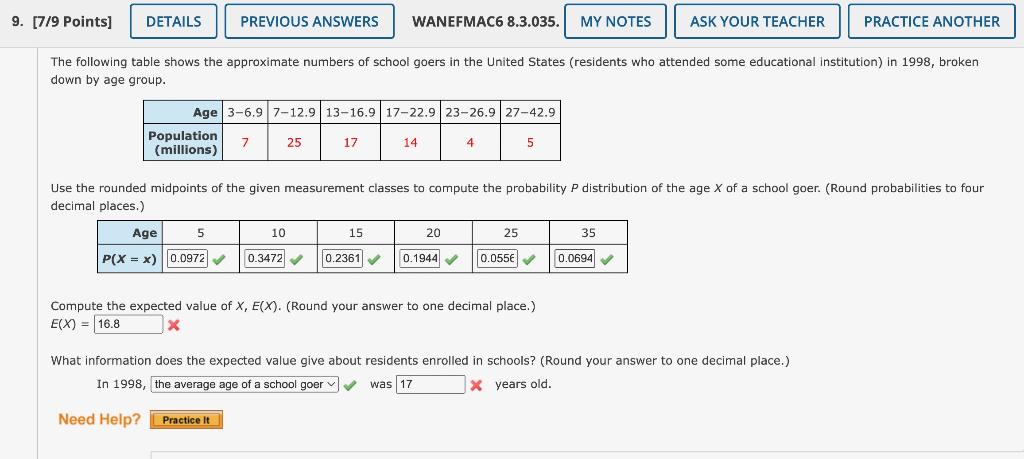 The following table shows the approximate numbers of school goers in the United States (residents who attended some education