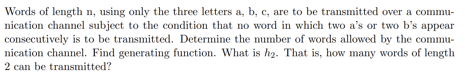 Solved Words of length n, using only the three letters | Chegg.com