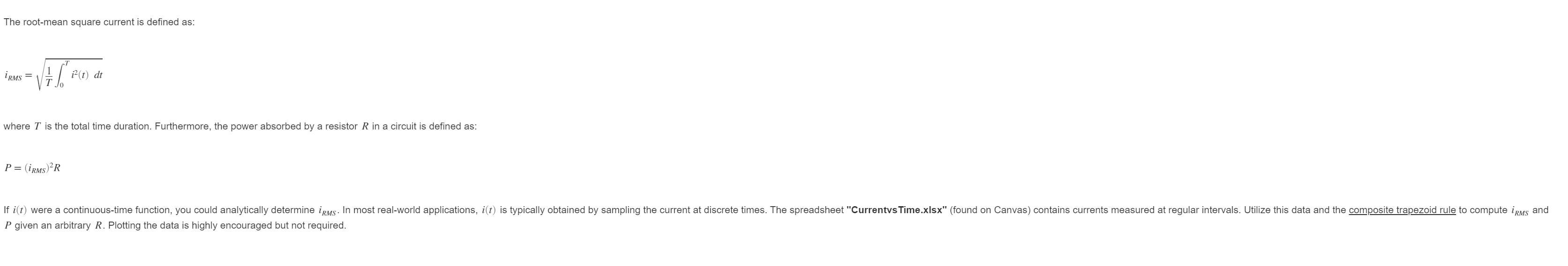Solved the root mean square current is defined as irms chegg