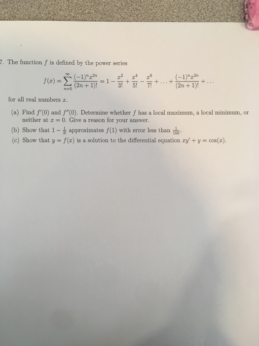 Solved The function f is defined by the power series f(x) = | Chegg.com