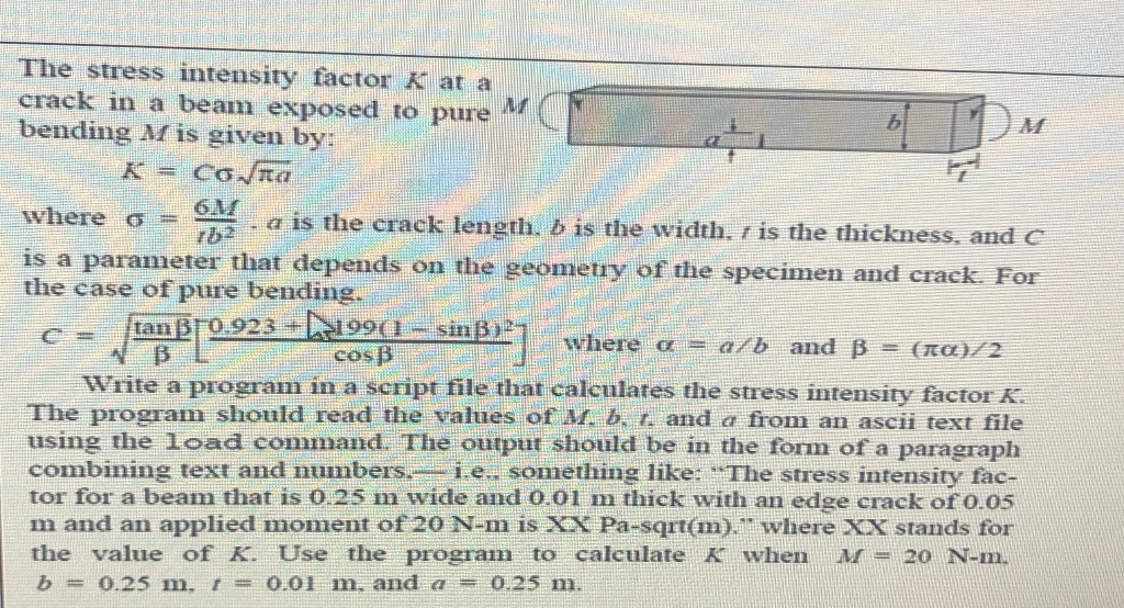 Solved The stress intensity factor X at a crack in a beam | Chegg.com
