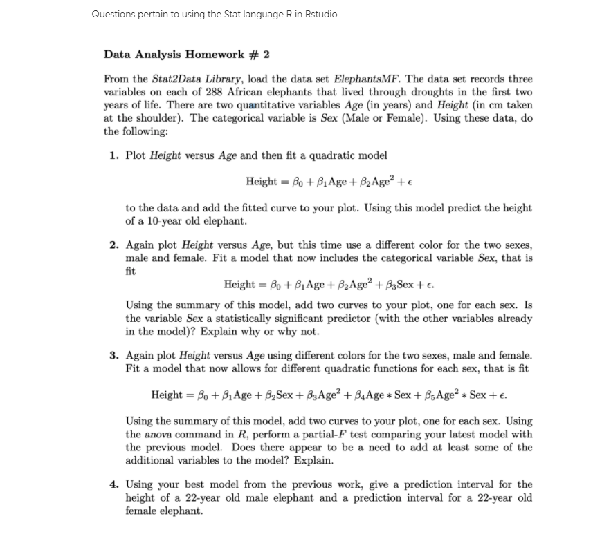 Solved Questions pertain to using the Stat language R in | Chegg.com