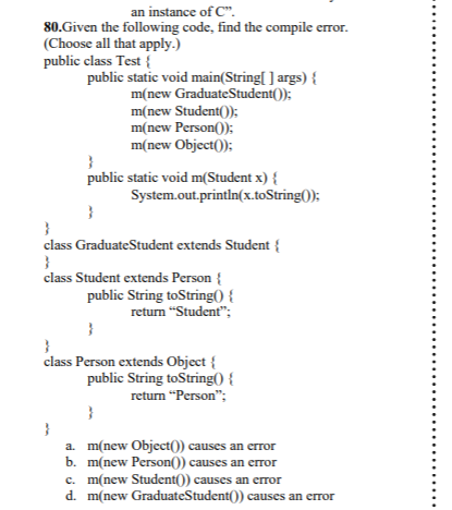 Solved 79.Show the output of running the class Test in the | Chegg.com