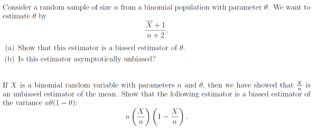 Solved Consider a random sample of size n from a binomial | Chegg.com