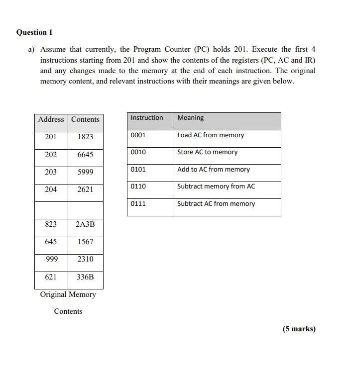 Solved a) Assume that currently, the Program Counter (PC) | Chegg.com