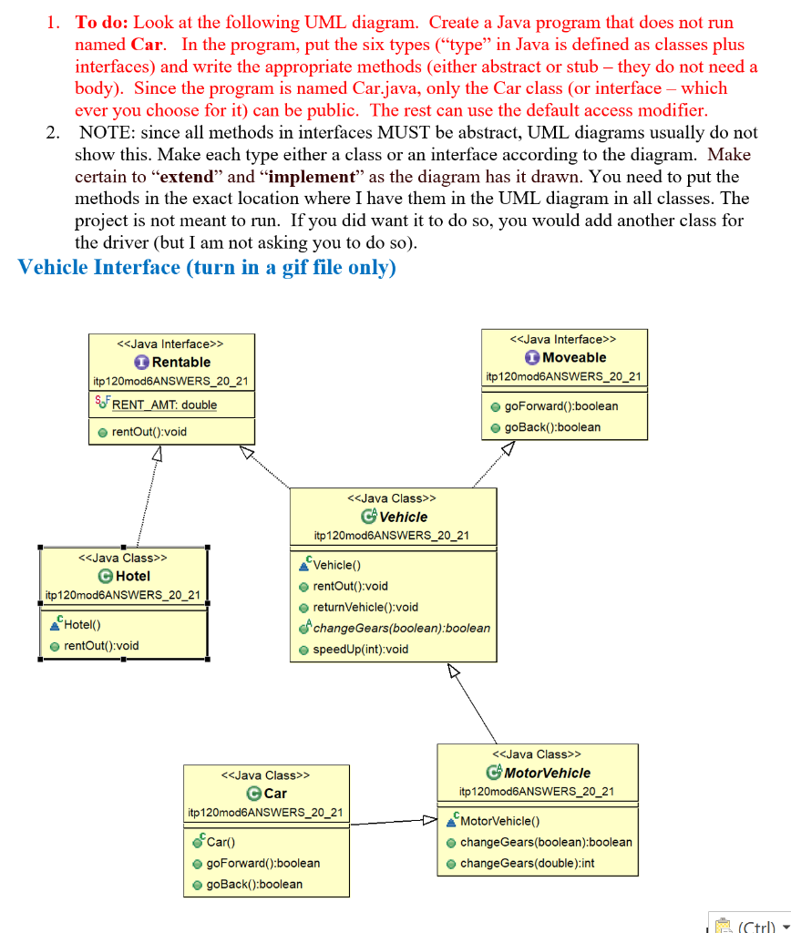 Solved 1. To do: Look at the following UML diagram. Create a | Chegg.com