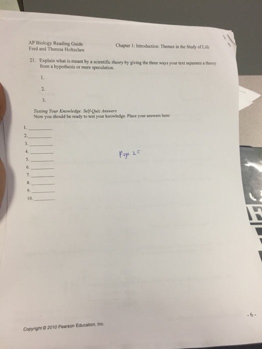 Solved AP Biology Reading Guide Fred And Theresa Holtzcla...