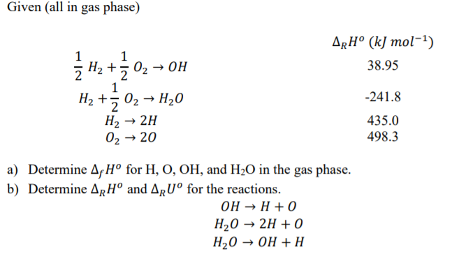 Solved Given (all in gas phase) a) Determine ΔfH∘ for | Chegg.com