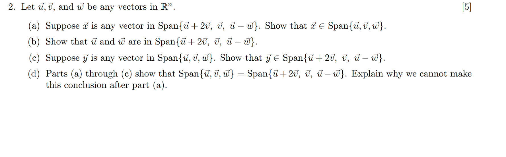 Solved 5 2 Let U V And U Be Any Vectors In R A Su Chegg Com