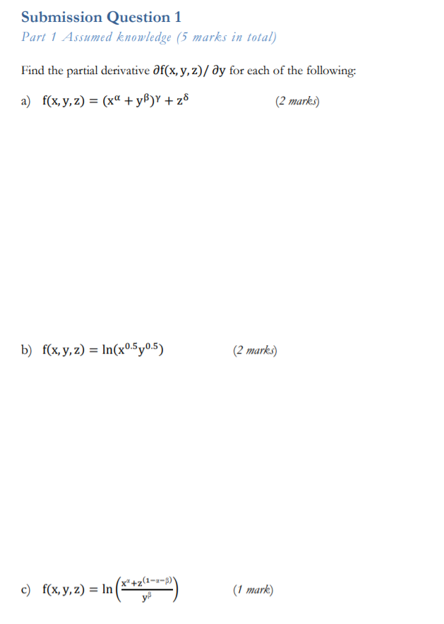 Solved Submission Question 1 Part 1 Assumed Knowledge 5 Chegg Com