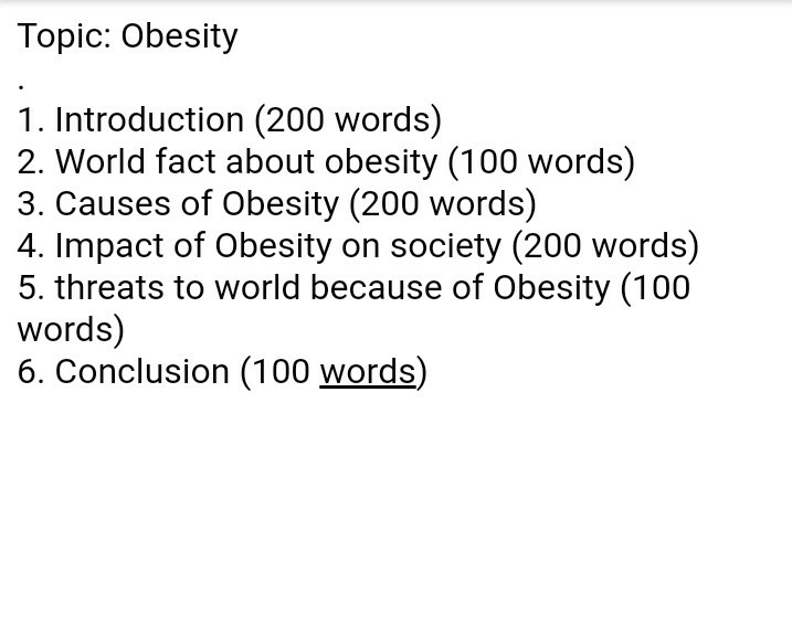 cause and effect of obesity essay 200 words