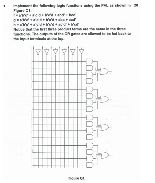 Solved 1 Implement The Following Logic Functions Using The | Chegg.com