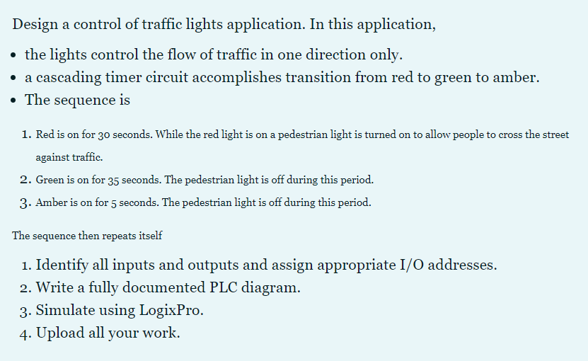 Solved Design a control of traffic lights application. In | Chegg.com