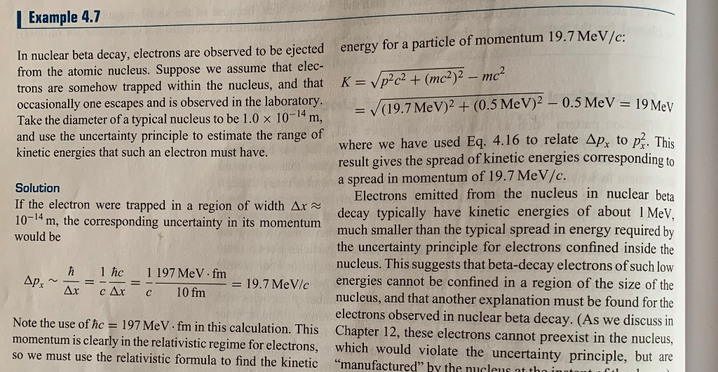 Solved Example 4 7 Energy For A Particle Of Momentum 19 7 Chegg Com