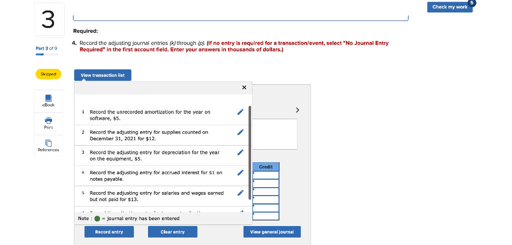 Solved 5 Check my work 3 The following information applies | Chegg.com