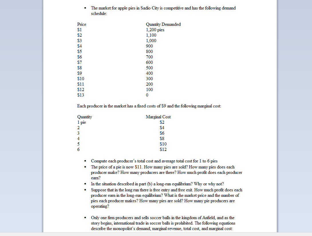 The Chart Shows The Marginal Cost Of Producing Apple Pies So