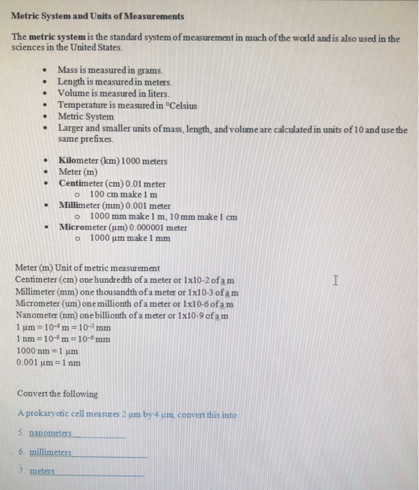 give at least three units of linear measurement in the metric system