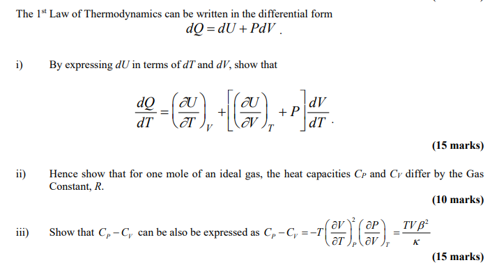 First Law Of Thermodynamics Differential Form