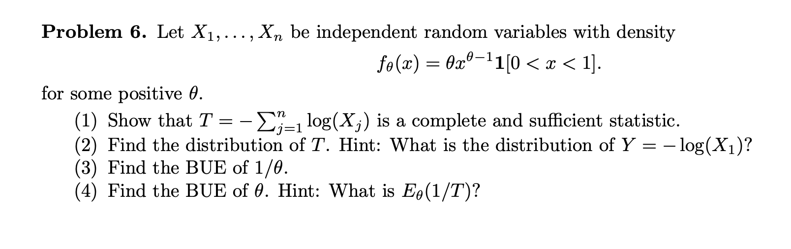 Solved ܕ = Problem 6. Let X1, , Xn Be Independent Random 