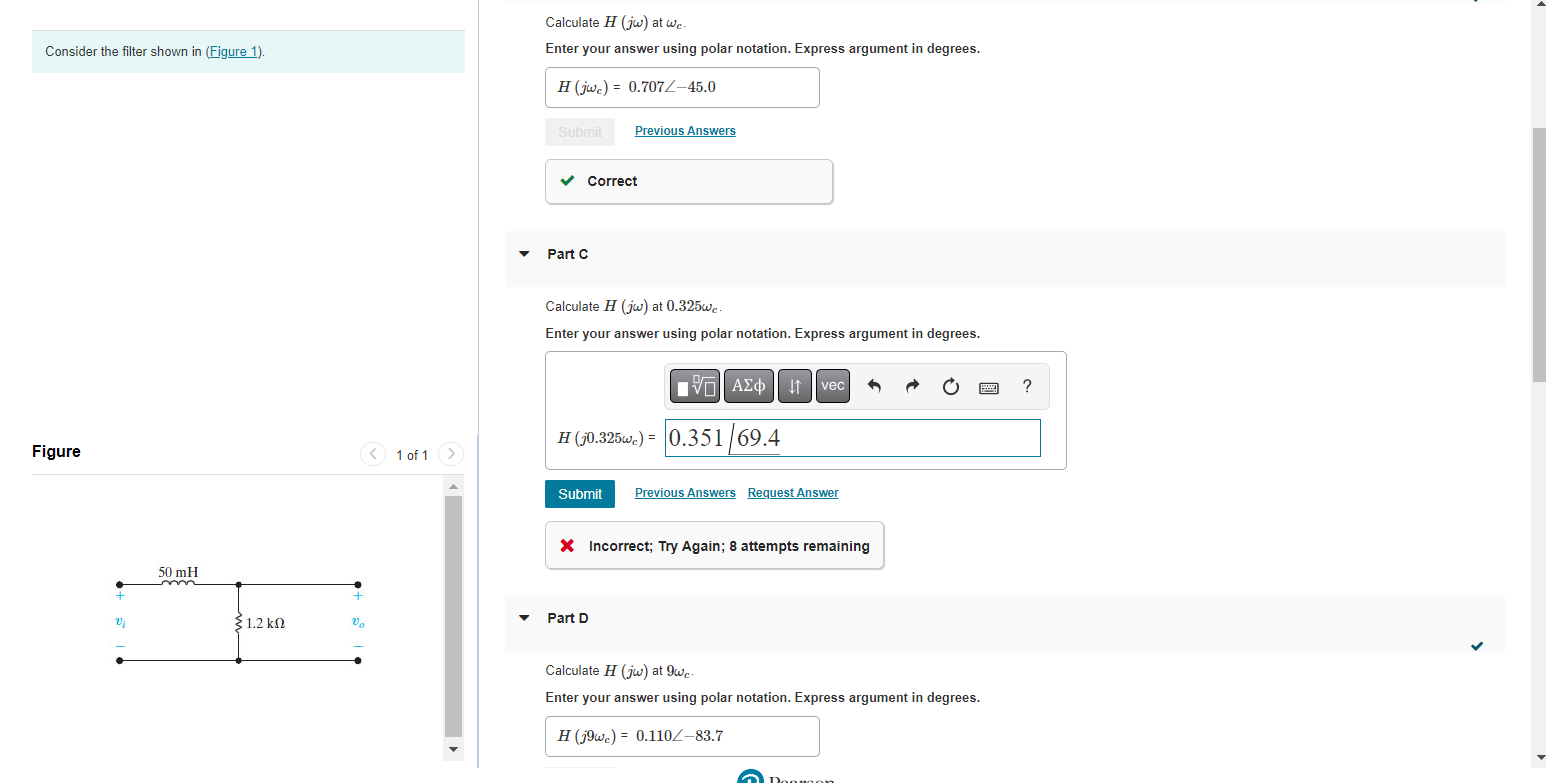 Solved Consider the filter shown in (Figure 1). Figure Vi 50 | Chegg.com