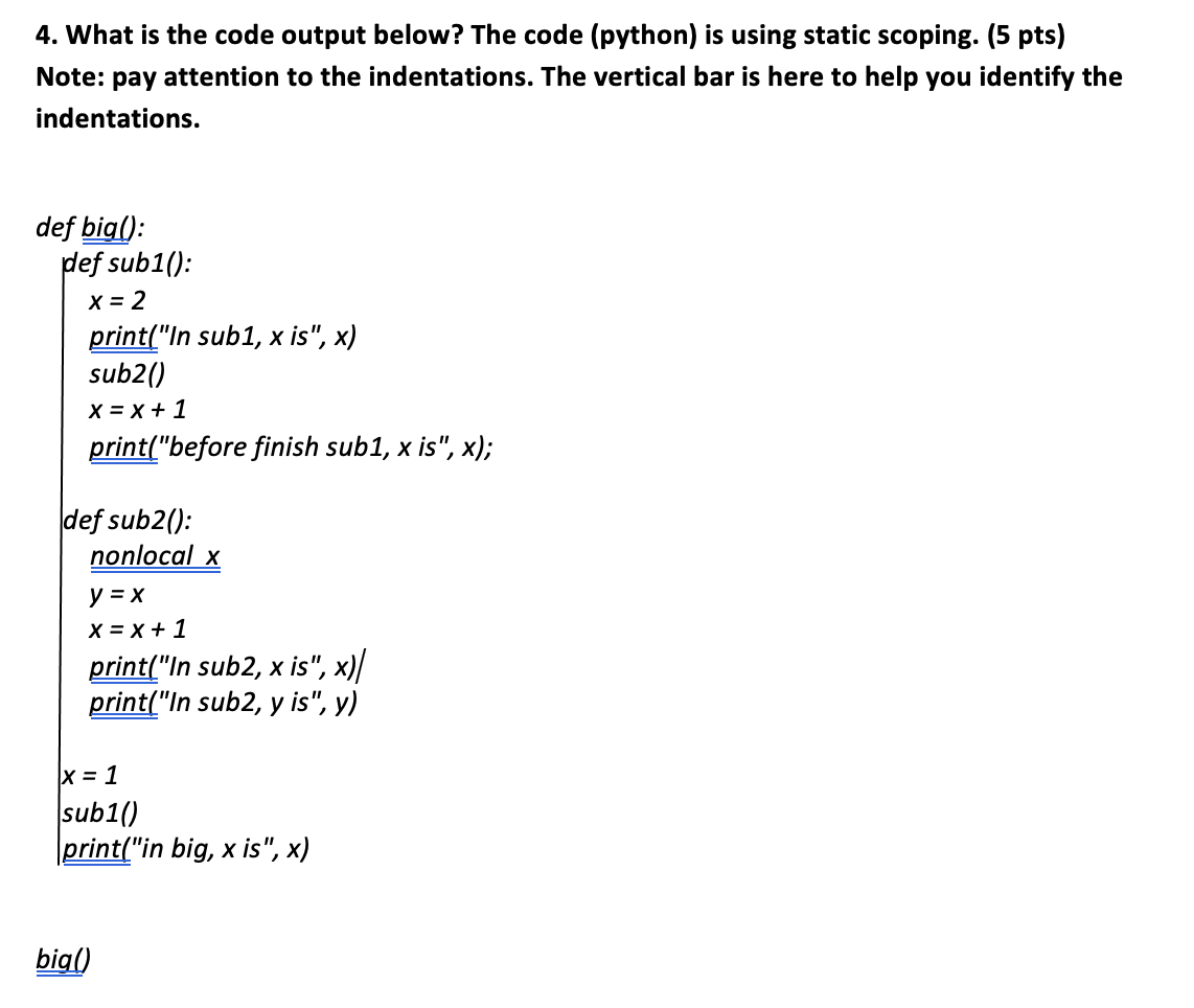 Solved 4. What is the code output below? The code (python) | Chegg.com