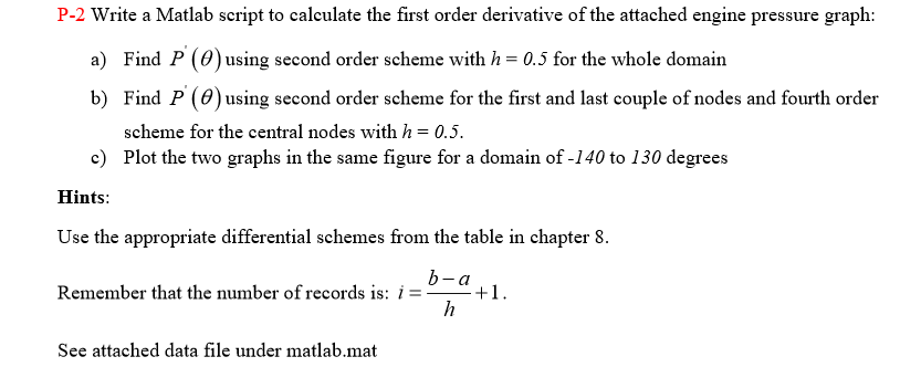 P-2 Write a Matlab script to calculate the first | Chegg.com