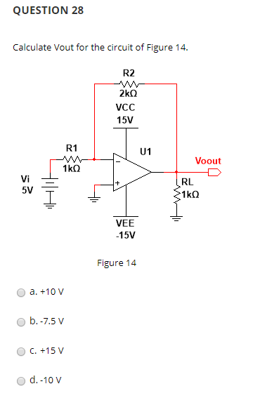 Solved QUESTION 28 Calculate Vout for the circuit of Figure | Chegg.com