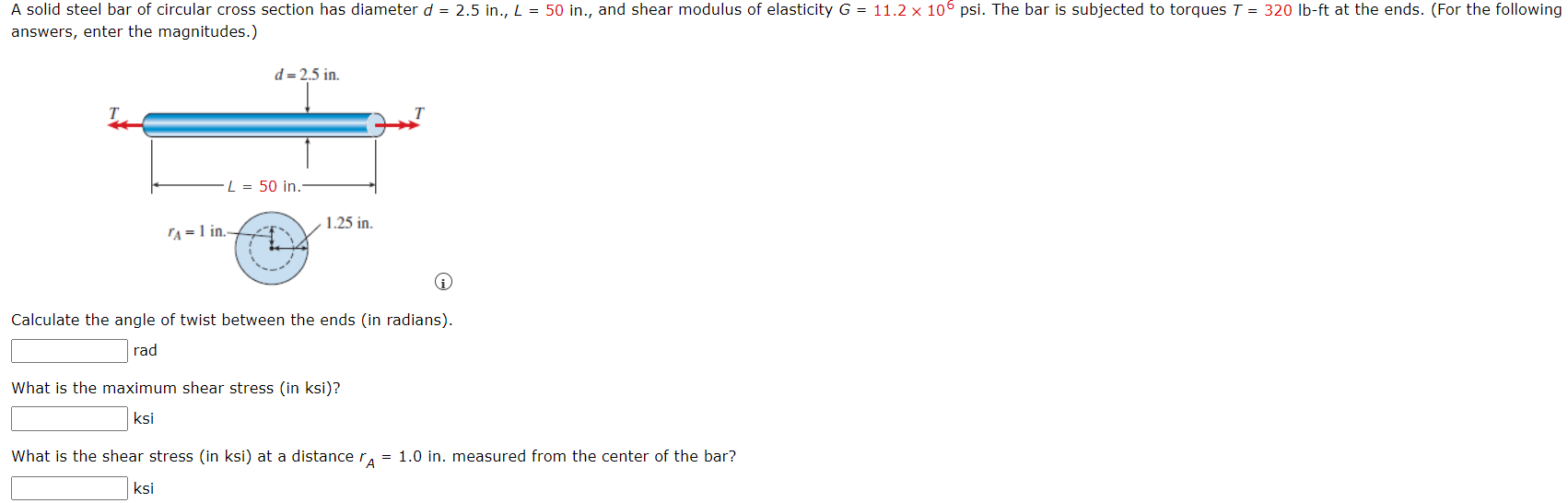 Solved A solid steel bar of circular cross section has | Chegg.com
