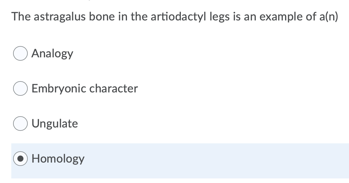 Solved The astragalus bone in the artiodactyl legs is an