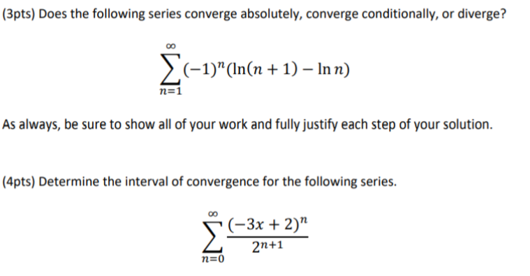Solved For each problem, you must show and fully justify | Chegg.com