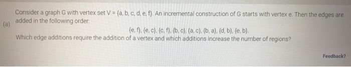 Solved Consider a graph G with vertex set V added in the | Chegg.com