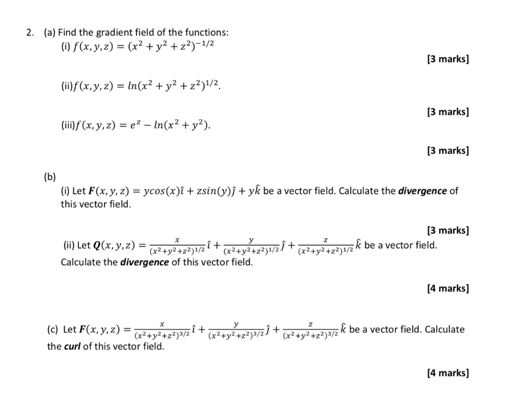 Solved 2 A Find The Gradient Field Of The Functions Chegg Com