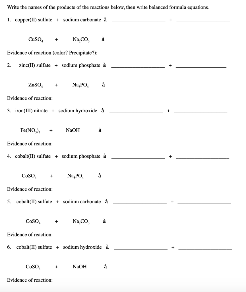 Solved Write the names of the products of the reactions