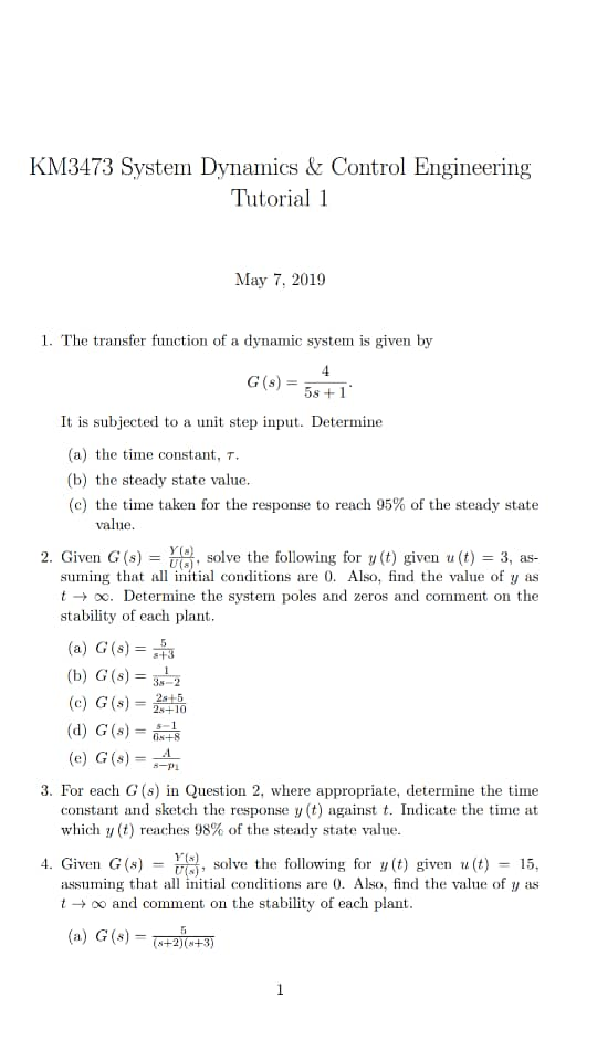 Solved 5. For Each Of The Following, Determine If The System | Chegg.com