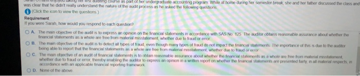 Solved A What Is The Main Objective Of The Audit Of An Chegg Solved A What Is The Main Objective Of The Audit Of An Chegg