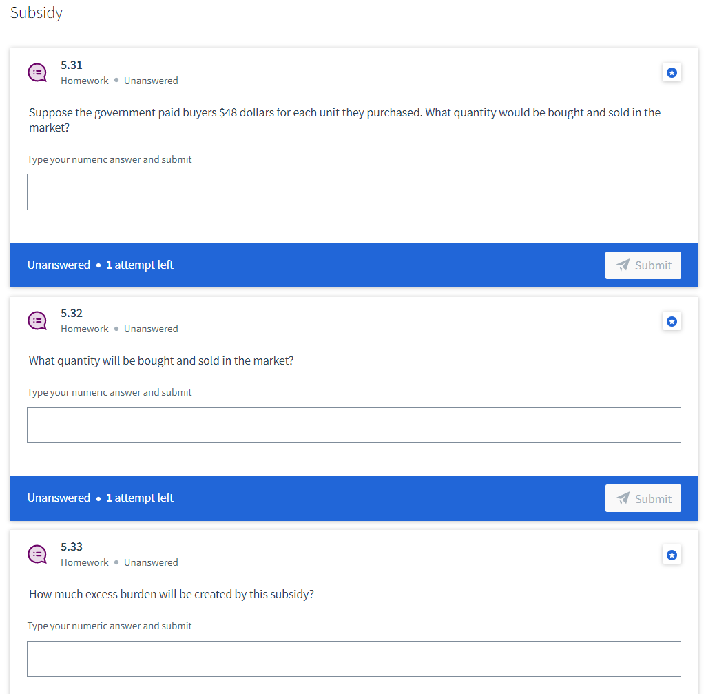 Solved For the following questions, let supply and demand be | Chegg.com