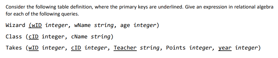 Solved Consider the following table definition, where the | Chegg.com