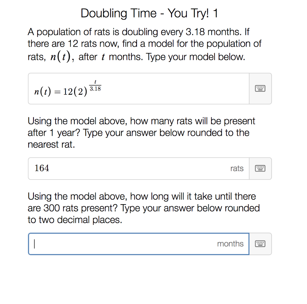 Solved Doubling Time - You Try! 1 A population of rats is | Chegg.com