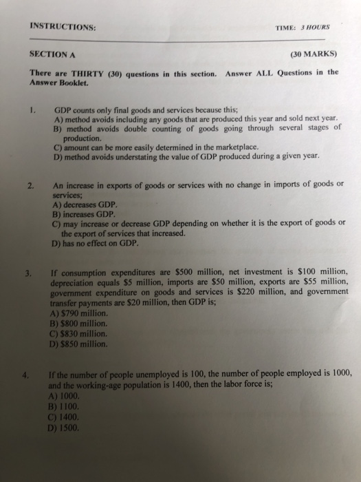 Solved INSTRUCTIONS: TIME: 3HOURS SECTION A 30 MARKS) There | Chegg.com