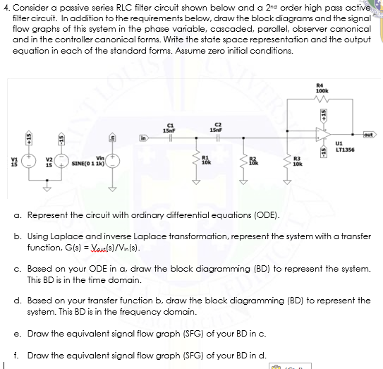 4. Consider a passive series RLC filter circuit shown | Chegg.com