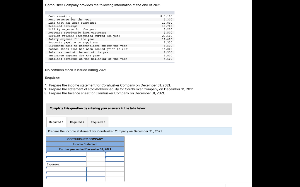 Solved Cornhusker Company provides the following information | Chegg.com Solved Cornhusker Company provides the following information | Chegg.com