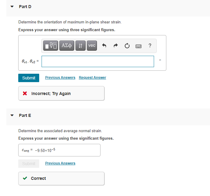 Solved The state of strain on an element has components Ez = | Chegg.com