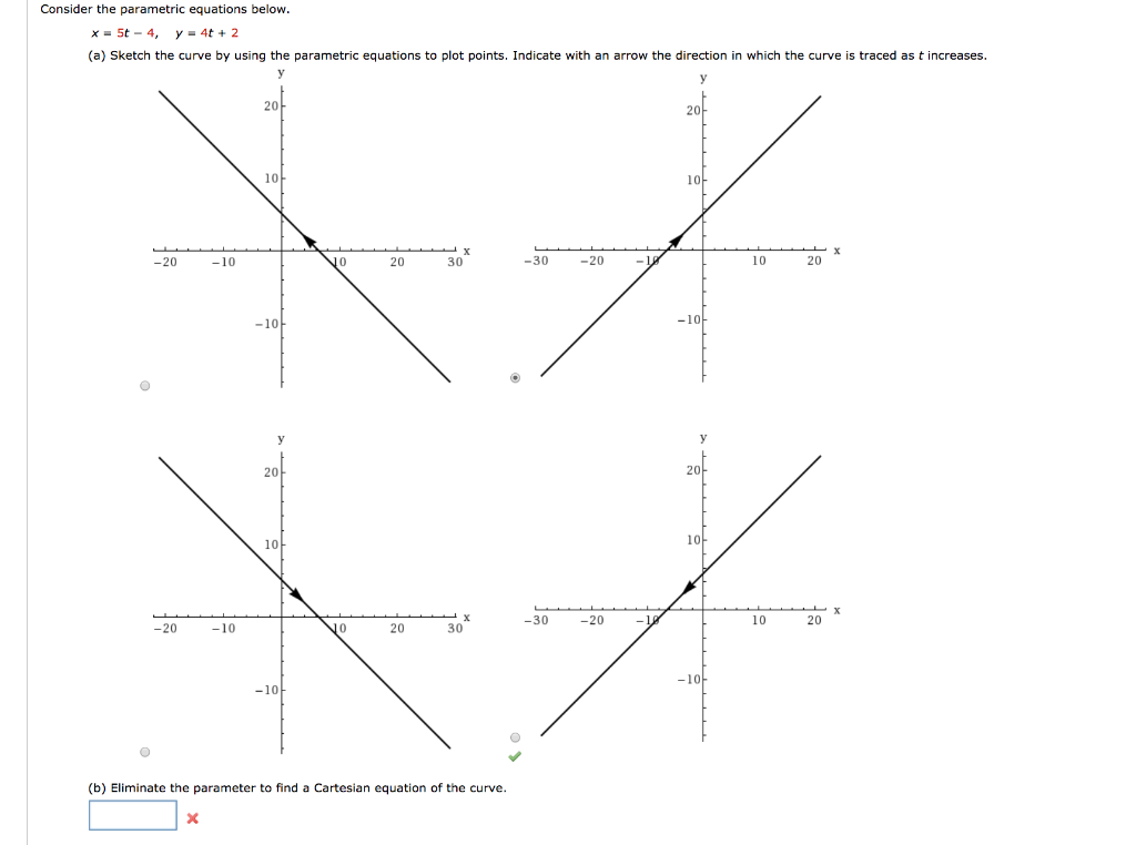 Solved Consider the parametric equations below x-5t - 4, y | Chegg.com