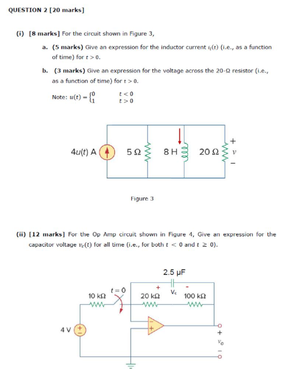 Solved QUESTION 2 [20 marks] (i) [8 marks] For the circuit | Chegg.com