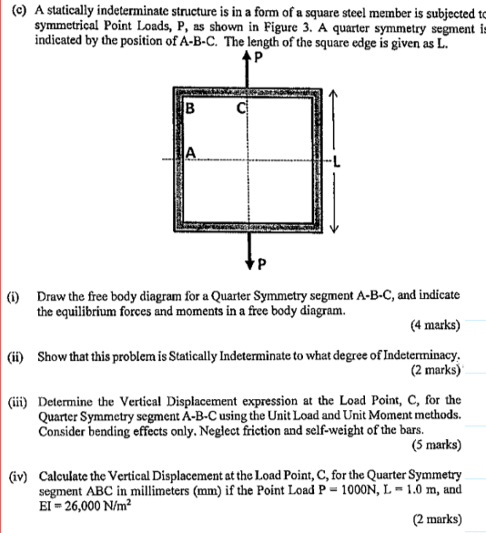 (c) A statically indeterminate structure is in a form | Chegg.com