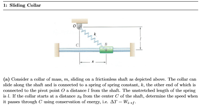 Solved 1: Sliding Collar A (a) Consider a collar of mass, m, | Chegg.com