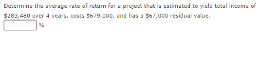 Solved Determine the average rate of return for a project | Chegg.com