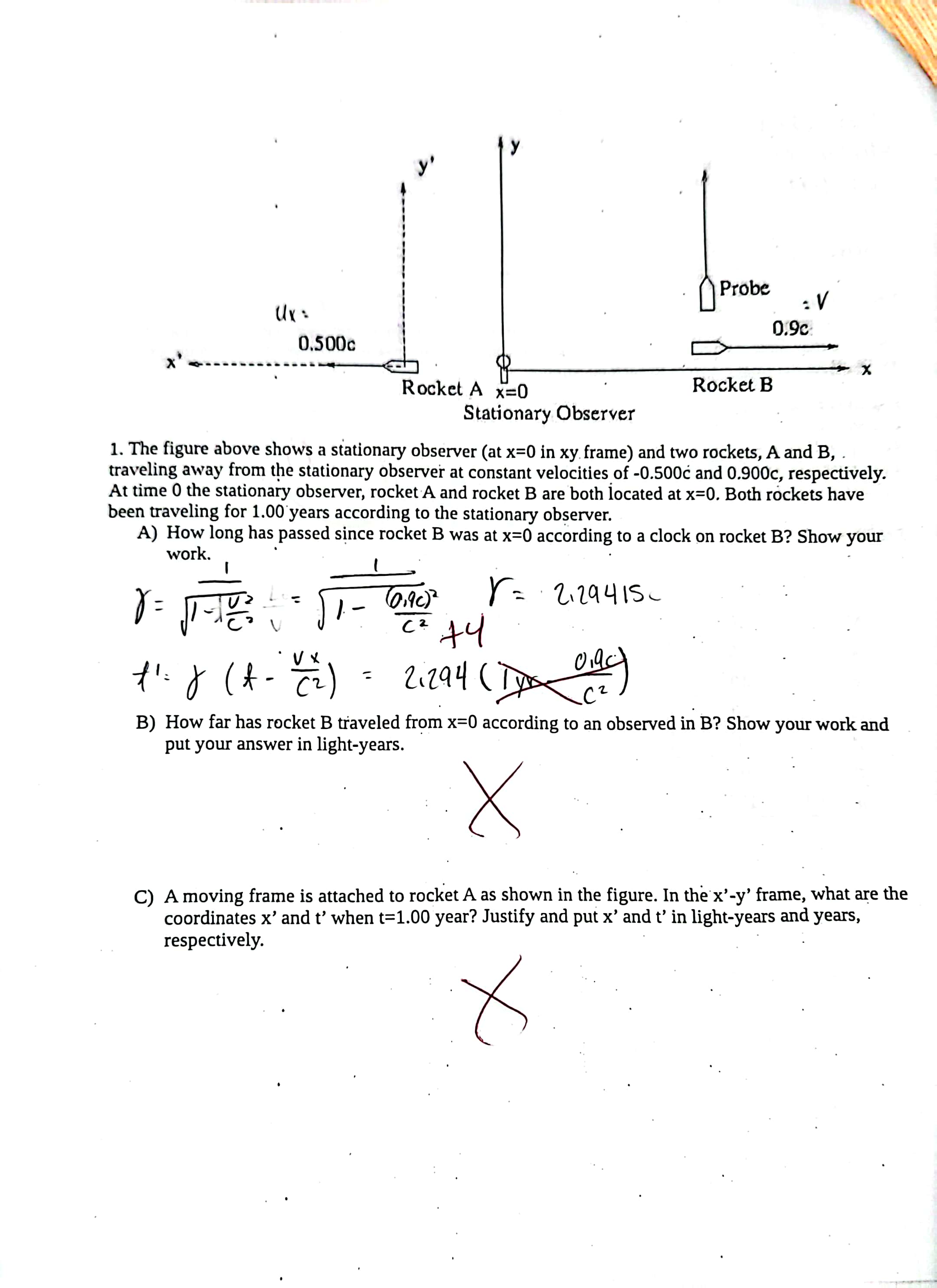 Solved 1. The figure above shows a stationary observer (at | Chegg.com