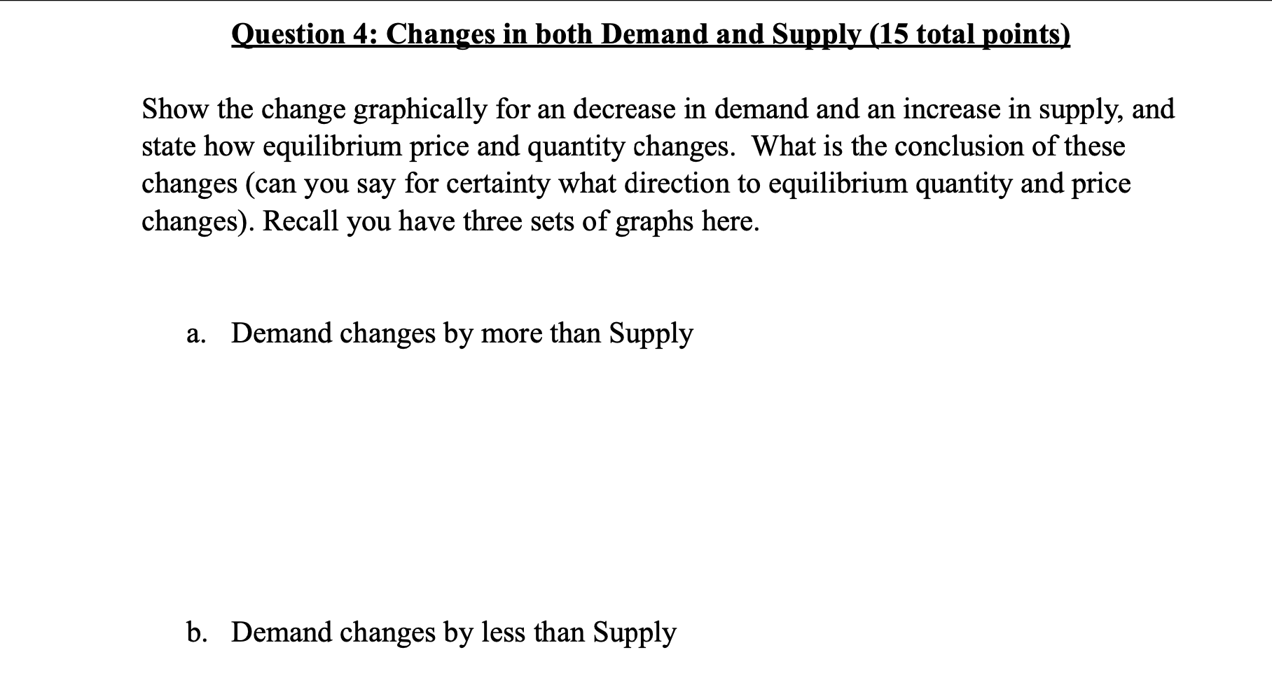 Solved Question 4: Changes in both Demand and Supply (15 | Chegg.com